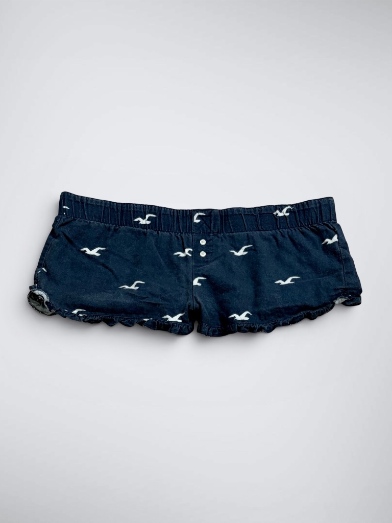 Early 2000s Hollister Navy Blue Ruffle Pajama Shorts